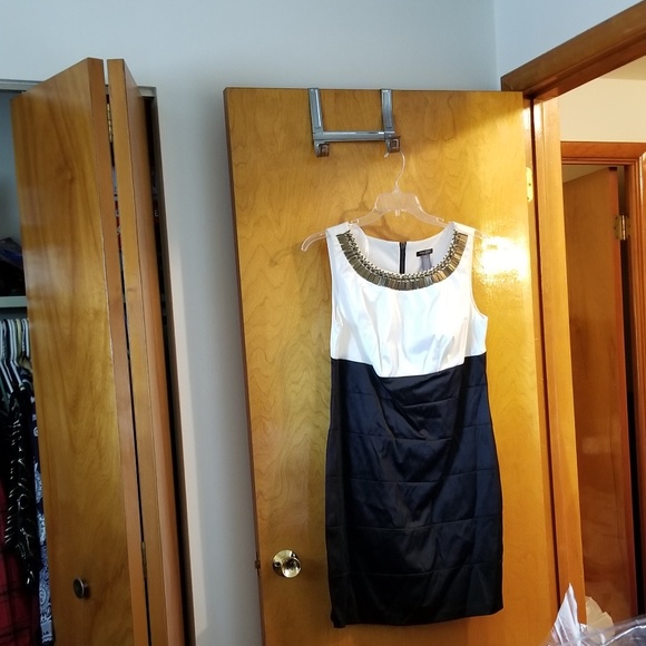 Bisou Bisou Dresses & Skirts - Stunning Black & White Dress with jeweled neckline